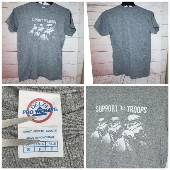 Support The Troops Star Wars Storm Troopers Men Small T Shirt Delta Pro Weight - Picture 9 of 9